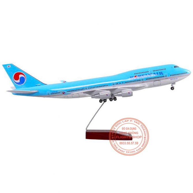 B747 Korean Air 47cm (có bánh xe + đèn LED)