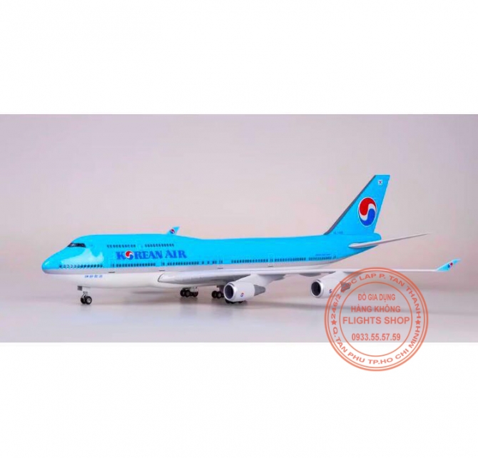 B747 Korean Air 47cm (có bánh xe + đèn LED)