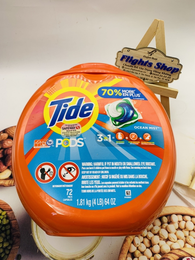 Viên giặt xả 3 in 1 Tide Pods - Hộp 72 viên